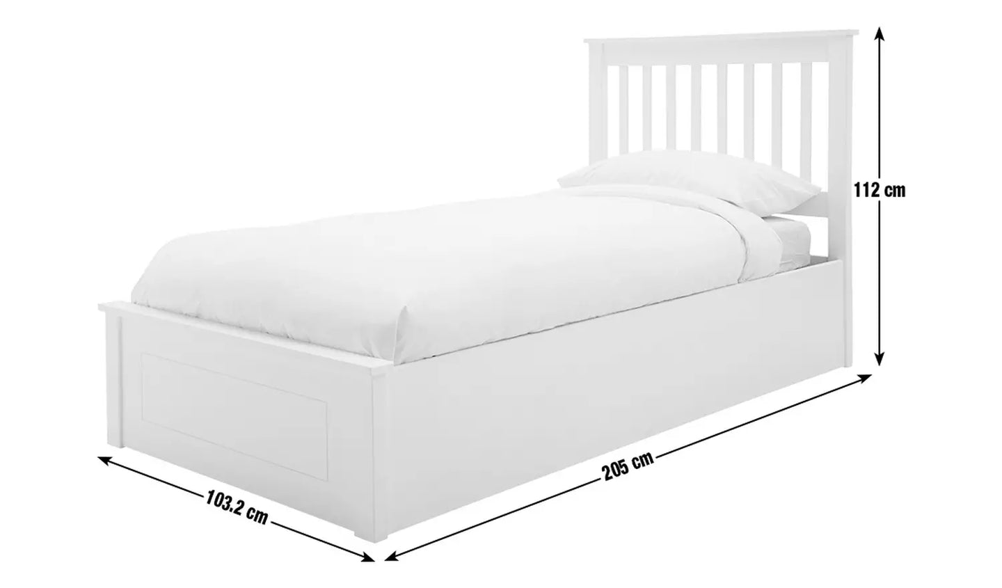 Assembled Habitat Aspley Single Wooden Ottoman Bed Frame - White